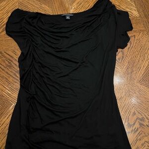 Banana Republic Black Draped Short-Sleeve Top